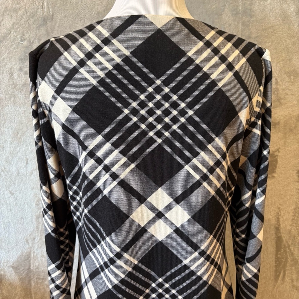 Plaid Academia Stretch Ruched Midi Dress Sz 4 - Picture 8 of 12